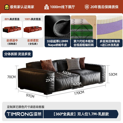 Family Italian Living Room Sofas Genuine Leather Sectional Apartment Relaxing Sofa Elegant Comfortable Muebles Home Furniture