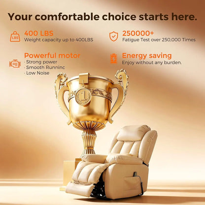Power Lift Recliner Chair with 8-Point Massage & Heat, Dual Remote, USB/Type-C Ports, Easy-Clean Leather, Width, Customized