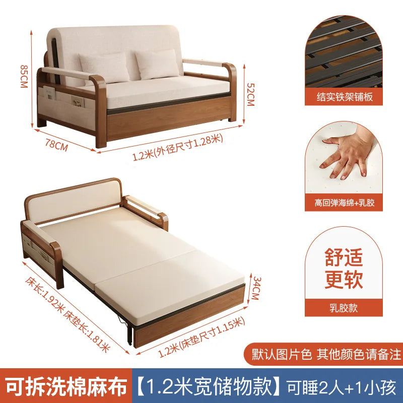 Light luxury home living room balcony folding sofa bed, single double multi functional telescopic bed