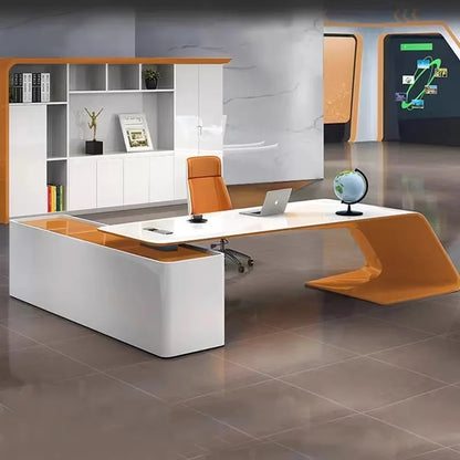 L Shaped Wooden Designer Office Desks Modern Luxury Drawers Large Computer Desks Asthetic Study Escritorio Office Furniture