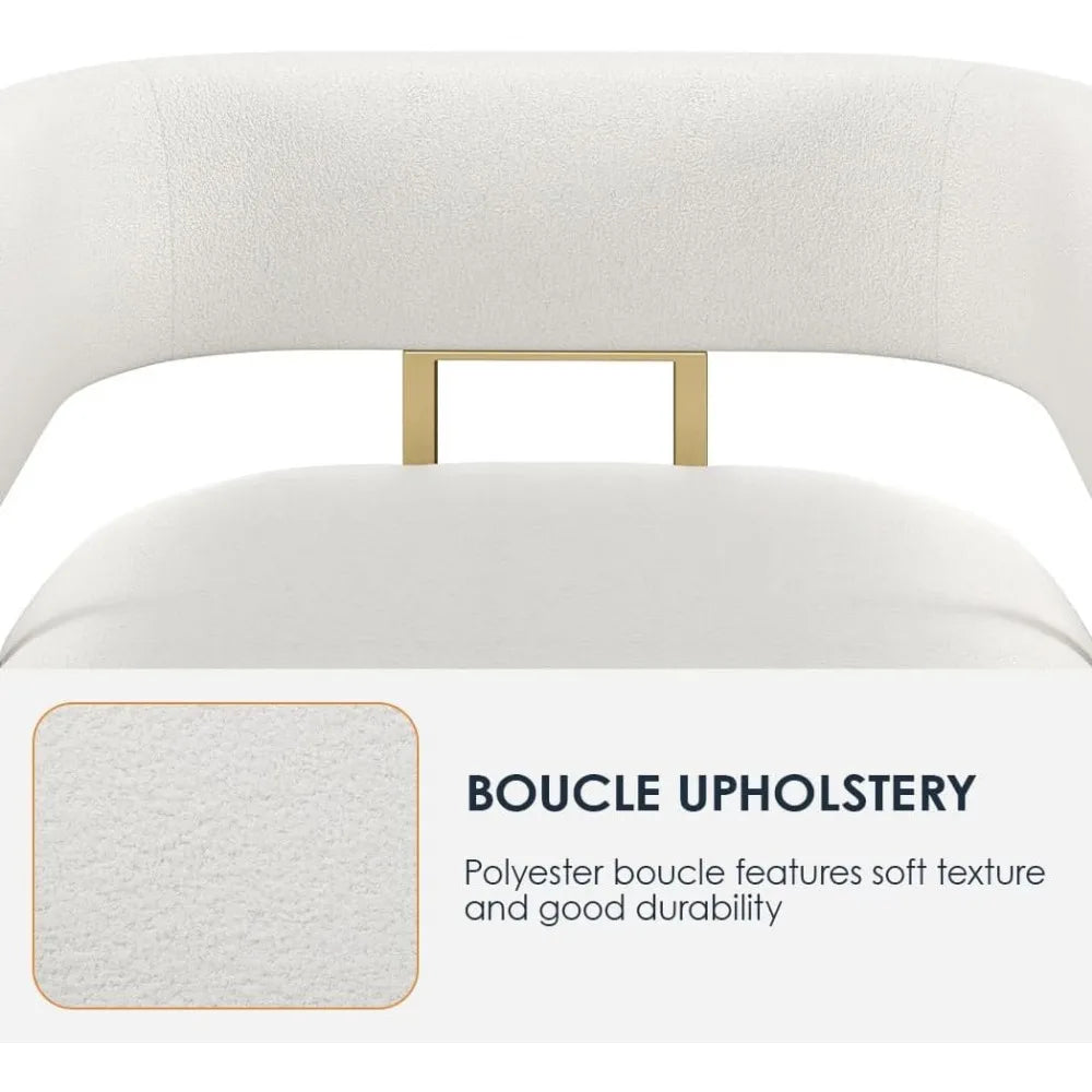 Modern Sherpa Boucle Accent Chair Upholstered Armchair White Bucket Chair Comfy Side Chair Round Barrel Arm Chairs for Small Sp