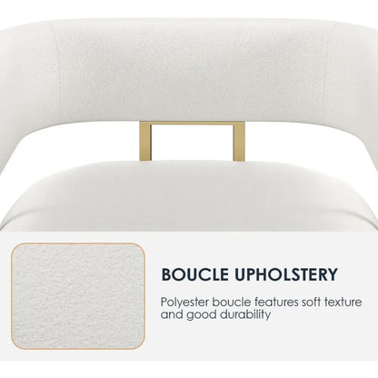 Modern Sherpa Boucle Accent Chair Upholstered Armchair White Bucket Chair Comfy Side Chair Round Barrel Arm Chairs for Small Sp