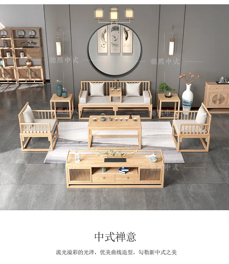 Han Solid Wood New Chinese Sofa Combination Living Room Zen Bed Hotel Homestay Push