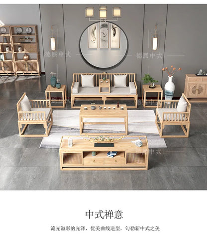 Han Solid Wood New Chinese Sofa Combination Living Room Zen Bed Hotel Homestay Push