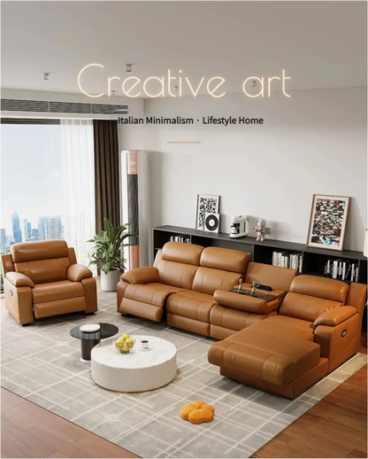 Relaxing Genuine Leather Sofa Living Room Electric Reclining Italian Sofa Lounge Luxury Divani Da Soggiorno Apartment Furniture