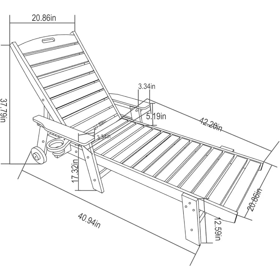 3-Piece Outdoor Chaise Lounge Chair Set with Side Table featuring 5-Position Adjustable Design HDPE Weather-Resistant Lounge Ch