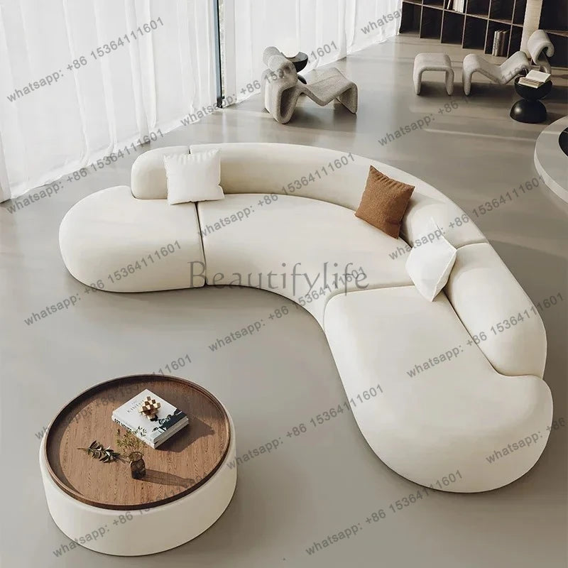 L-shaped corner curved special-shaped sofa small apartment beauty salon hotel office lobby lounge area reception