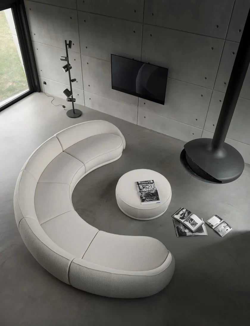 ss 8350  Italian Minimalist Modern Light Luxury Arc Semicircle Fabric French Sofa for Multi-User