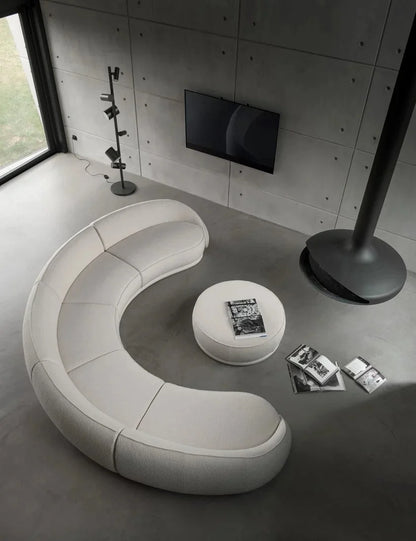 ss 8350  Italian Minimalist Modern Light Luxury Arc Semicircle Fabric French Sofa for Multi-User