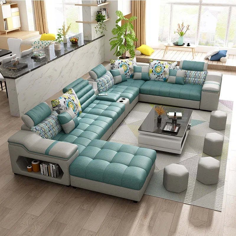 Removable and Washable Latex Free Wash Technology Fabric Sofa Combination Simple Living Room, Living Room Furniture