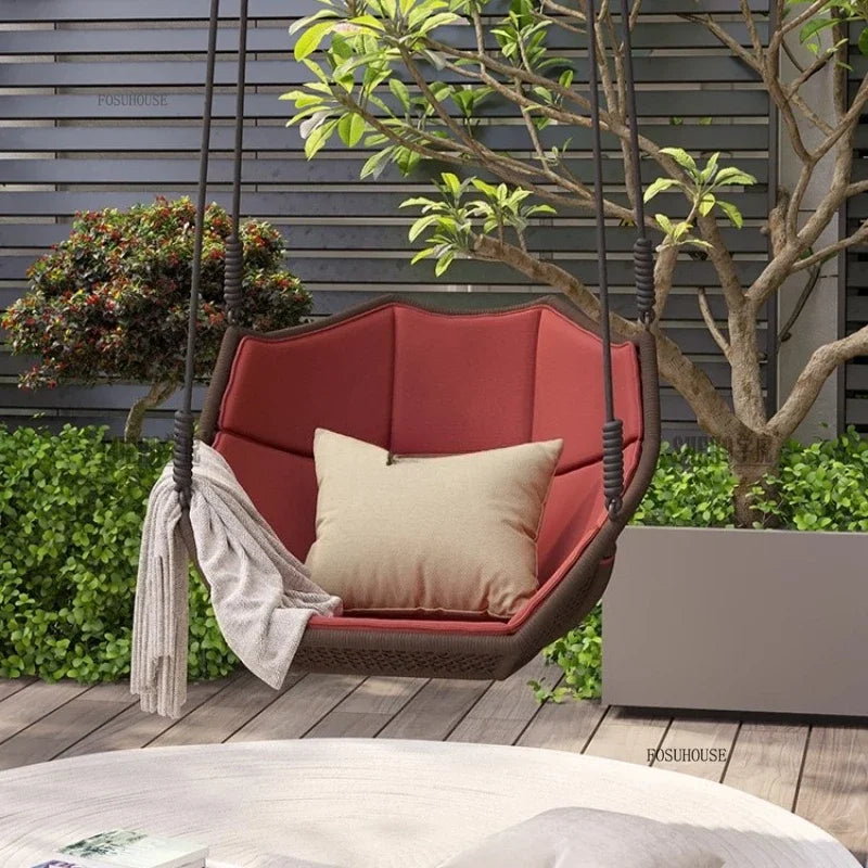 Outdoor Patio Swing Nordic Balcony Rocking Chair Indoor Adult Hanging Chairs Outdoor Single Swing Chairs Modern Hanging Basket Z