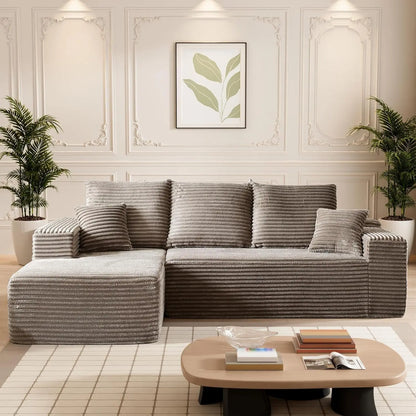 Modular Sectional Sofa Cloud Sectional Couch, 107" Comfy Fluffy L Shaped Dark Grey Couches for Living Room, Deep Seat