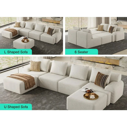 Boneless Luxury Couches for Living Room – Modular Sectional with Plush Corduroy Upholstery, Convertible Oversized No Assembly