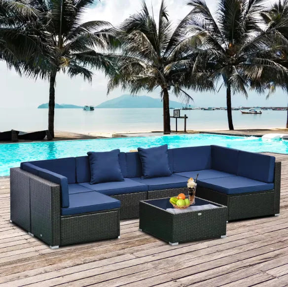 Patio Furniture Sectional Set Outdoor Lawn Conversation Sets,make you comfortable whether you are sitting or lying down