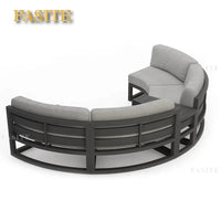 Nordic outdoor sofa coffee table combination simple courtyard waterproof sunscreen circular arc furniture