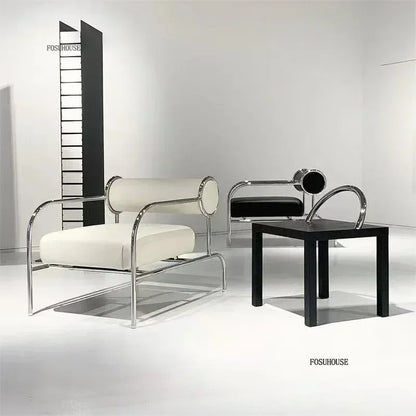 Stainless Steel Single Sofa Recliner Italian Living Room Furniture Home Leisure Back Armchair Designer Fabric Living Room Chairs