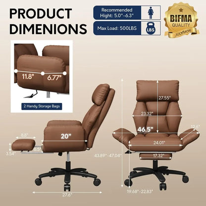 High Back Big And Tall Office Chair with Foot Rest Cross Legged Criss Cross Desk Chair Reversible with Arms for Comfortable