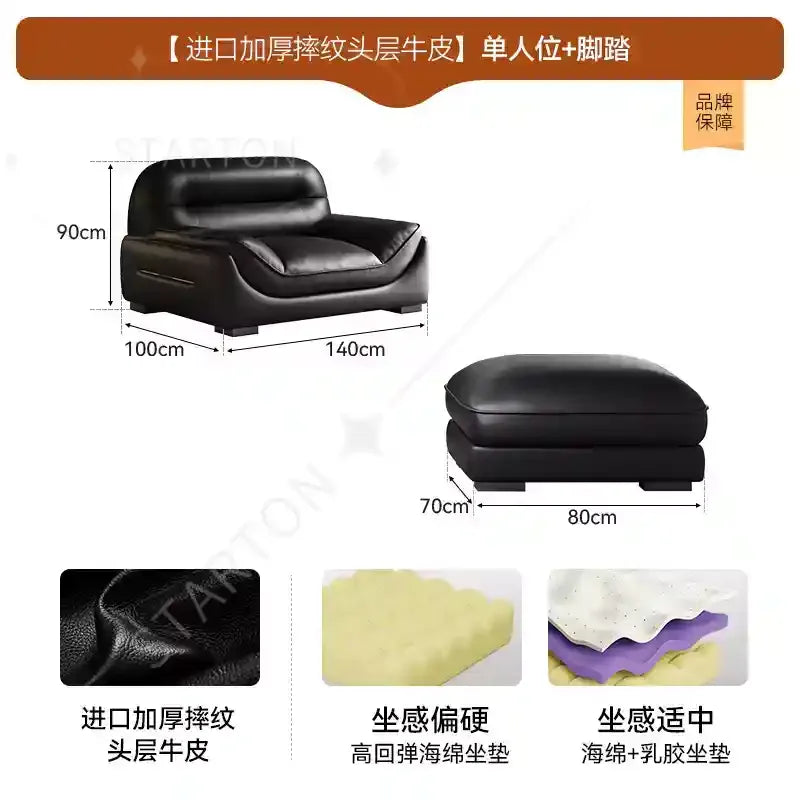 Leather Lounge Sofa, Luxury Italian Nordic Design, Lazy Couch Recliner, Mini Three Seater Divani Da Soggiorno Furniture