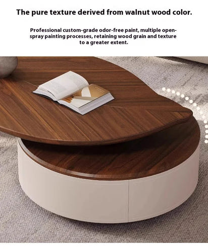 Designer retro solid walnut coffee table with stylish metal high-end living room furniture