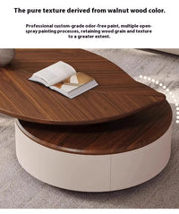 Designer retro solid walnut coffee table with stylish metal high-end living room furniture