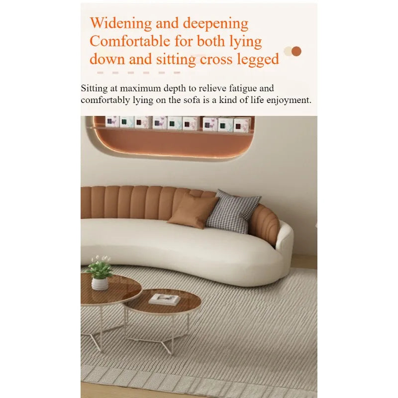 Light luxury and comfortable clothing store, beauty salon, rest area, lobby reception, office sofa, curved negotiation sofa