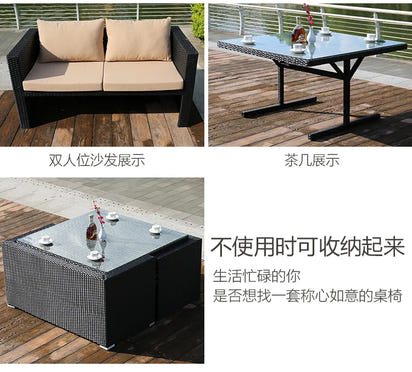 Outdoor rattan tables and chairs balcony rattan sofa courtyard leisure rattan art