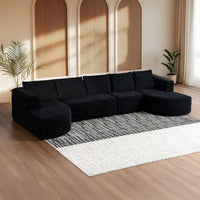 Boneless Couches for Living Room, Comfy U-Shaped Cloud Couch Sectional with Chaise Lounge, Modern Deep Seat Black, Customized