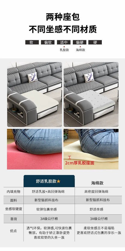 custom. [1856 People Collected] Simple Modern Large and Small Apartment Removable Fabric Sofa Set U-shaped Sofa Living Room Wash