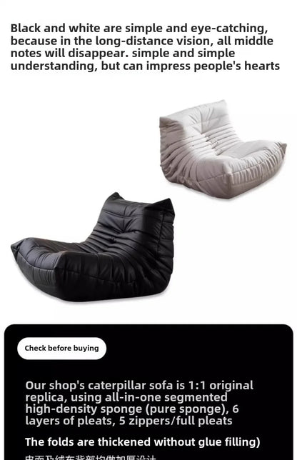 Togo caterpillar sofa balcony leisure bedroom living room reclining sleeping lazy sofa cream wind single recliner