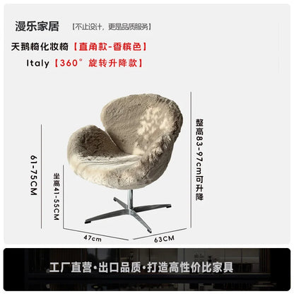 Swan Chair Vanity Chair - Luxury Elegant Makeup Chair for Women, Suitable for Cloakroom, Bedroom Dressing Table & Living