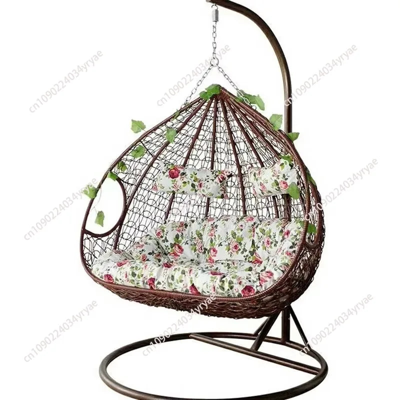 Thickened rattan swing chair Outdoor swing set Strong swing chair frame with waterproof and UV protection