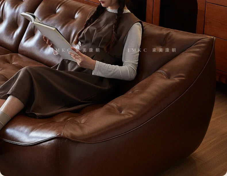 The original bean bag sofa, American retro style, oil wax leather, large sitting, deep, second-hand, first-hand leather, cowhide