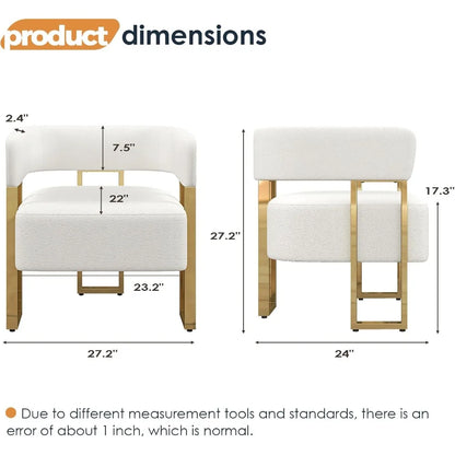 Modern Sherpa Boucle Accent Chair Upholstered Armchair White Bucket Chair Comfy Side Chair Round Barrel Arm Chairs for Small Sp