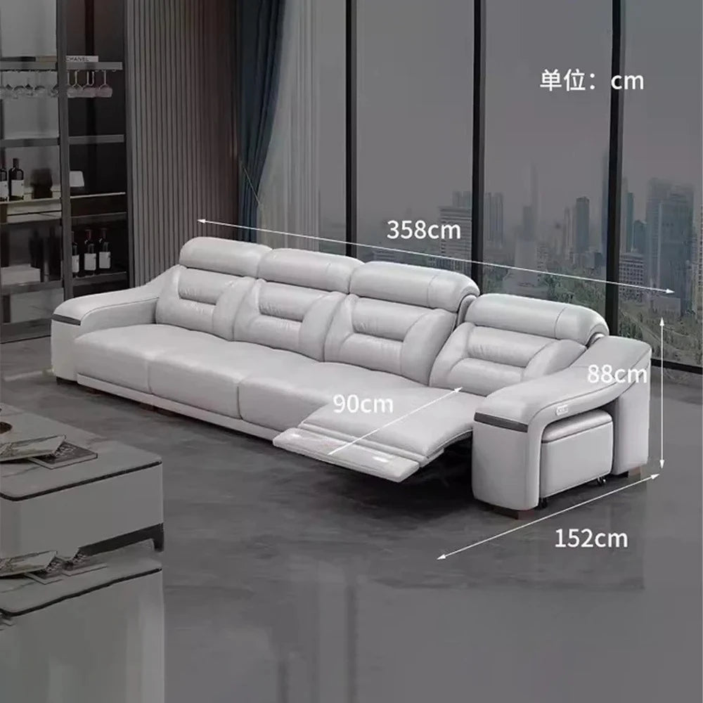 MINGDIBAO Genuine Leather Living Room Sofa Set Power Reclining Couch Electric Recliners with Stool Seating Room, Sofa Reclinable