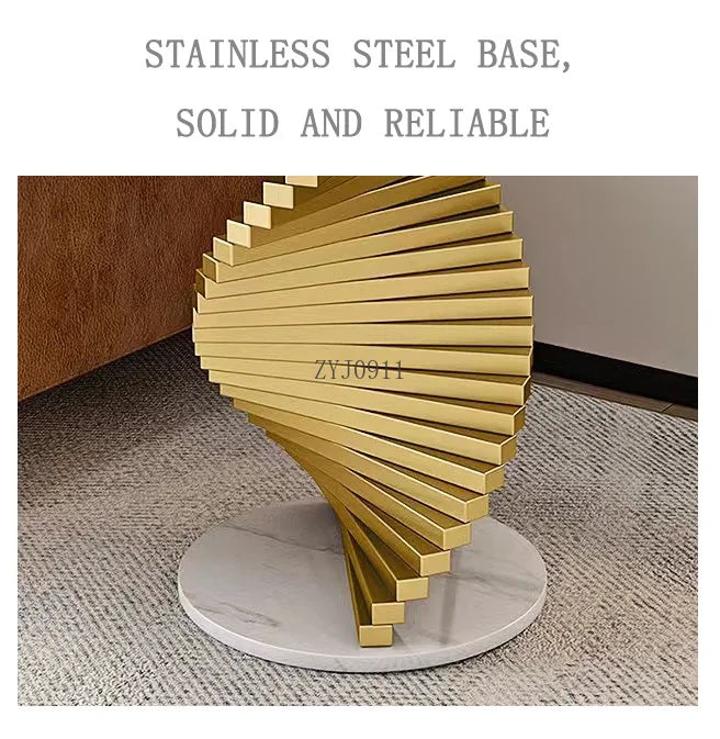 Living room modern luxury coffee corner table latest round top gold metal base side table