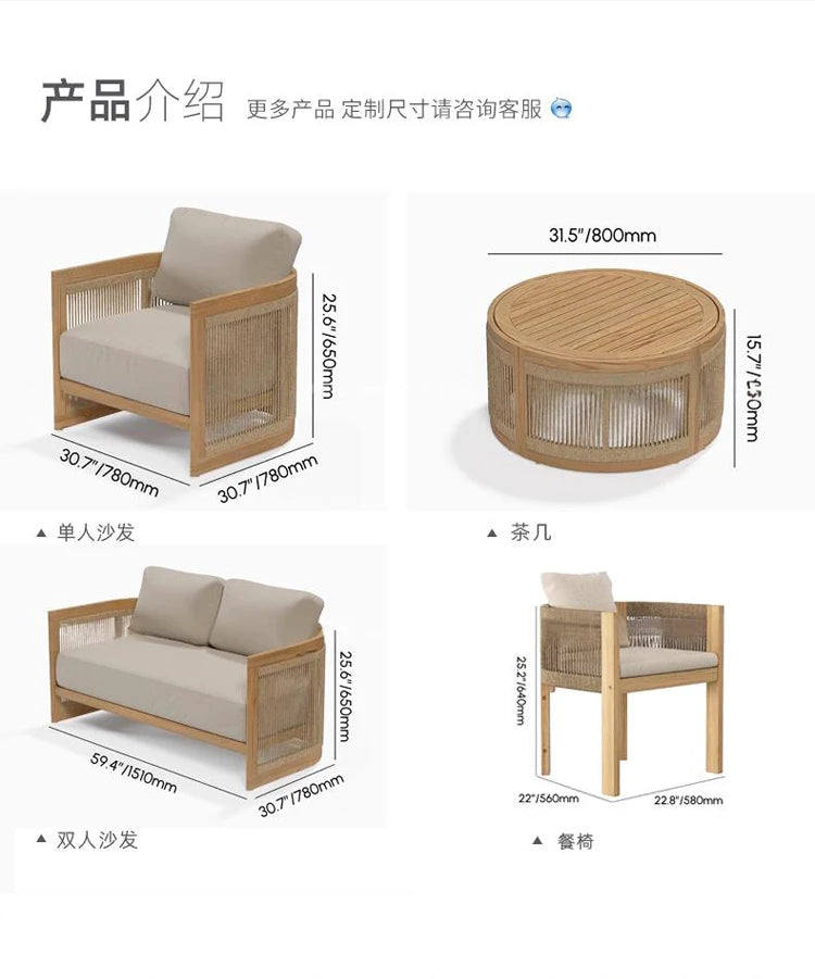 Reception Outdoor Garden Sofas Living Room Simple Backrest Modern Garden Sofas Homestay Wood Furniture Sofá Jardín MHHYSF