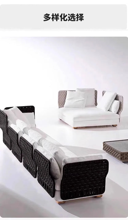 Homestay Outdoor Sofas Courtyard Leisure Balcony Garden Sofas Accent Wicker Woven Wicker Chair Furniture Arredo Giardino Lshysf