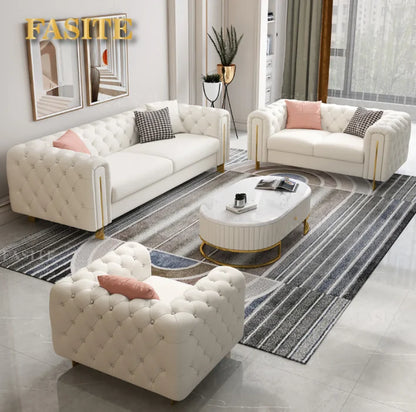 Simple Minimalist Light Luxury Fabric Sofa Set Furniture Velvet 1- 3 Seat Honeycomb Stainless Steel Living Room Sofas For Home