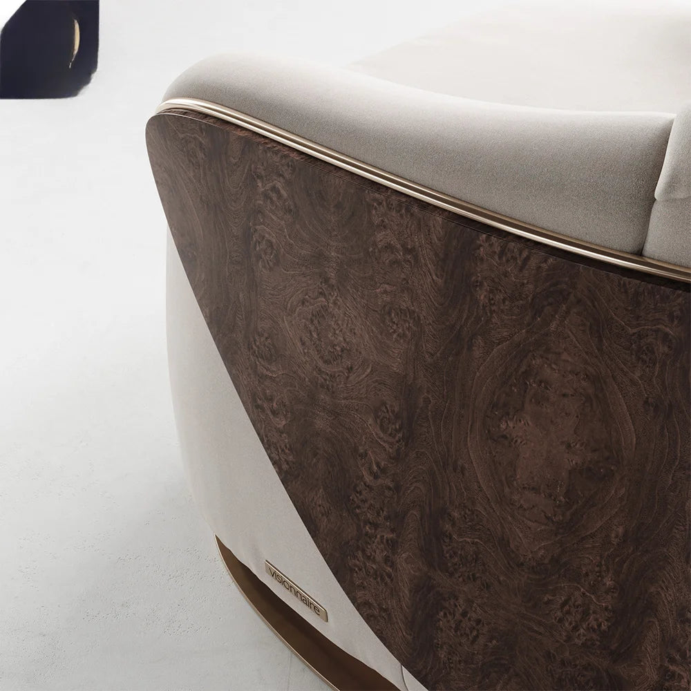 # Hot Villa Living Room Veneer Back Chair Luxury Modern Italian Leather Wood Veneer Leisure Chair