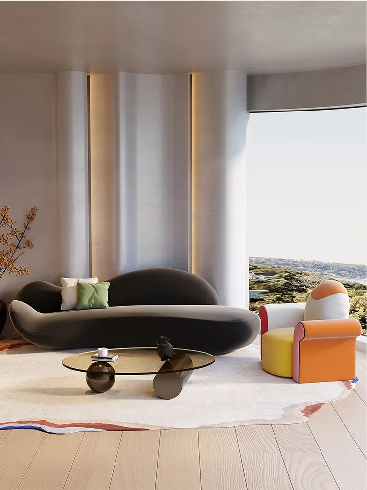 Beauty salon sofa light luxury high sense curved rest area reception special-shaped living room small apartment