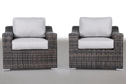 Mid Century Outdoor Patio Sectional Sofa Resort Grade Rattan UV Cushion 2pc Club Chair Set, Customized