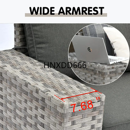 Patio Furniture Sets Outdoor Sectional Sofa with Swivel Rocking Chairs,PE Wicker Conversation Couchfor Backyard Deck Garden