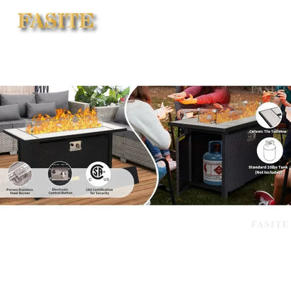 Garden Furniture Set 7 Piece, Patio Couch Sets Chair, PE Rattan Sectional with 45