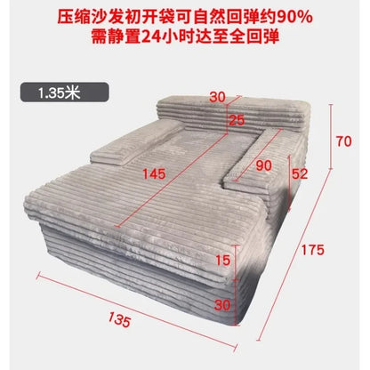 Nordic Sofabed Vacuum Compression Sofa Bed Modern Simple Lazy Sofa Bed  Thick Strip Velvet Large Sofa Bed Living Room Furniture