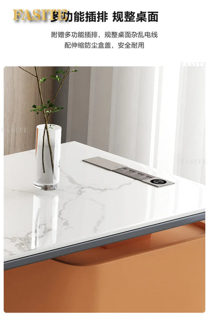High end light luxury stone table, high-end office desk and chair combination, home L-shaped computer, high-end medical beauty