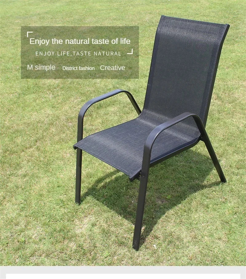 Outdoor Beach Chairs Outdoor Courtyard Balcony Waterproof and Sunscreen Iron Chair Outdoor Furniture Home Leisure Back Armchairs