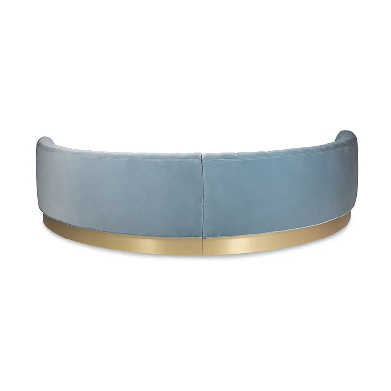 Ensemble de canapé moderne incurvé demi-lune en forme de U, meubles ronds de salon en tissu rond en forme de C, pied doré en acier inoxydable