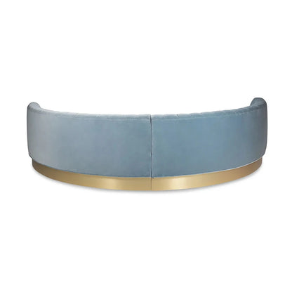 Ensemble de canapé moderne incurvé demi-lune en forme de U, meubles ronds de salon en tissu rond en forme de C, pied doré en acier inoxydable