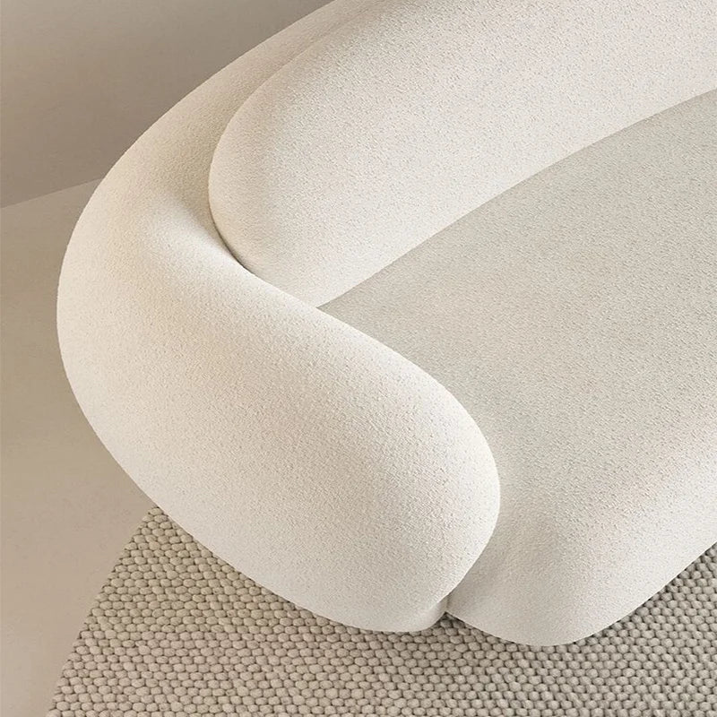 Three-Person Curved Sofa for Small Apartments Lamb Fleece Comfortable Living Room Furniture L-shaped Corner Couch