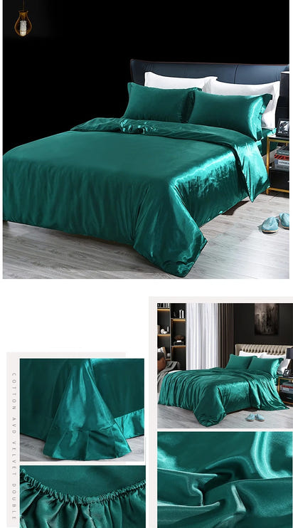 Luxury 100% Mulberry Silk Bedding Set with Duvet Cover Set Double King Queen Size Bedding Cover Kit 4pcs Bed Cover Bed Linen Set